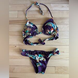 Like New Salinas Brazilian Cut Bikini Set Size Small Tropical Print